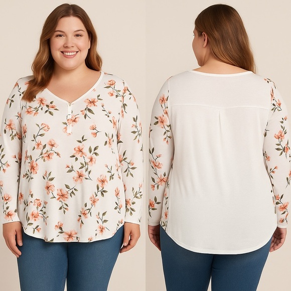 Rue21 Tops - Rue21 XL White Floral Long Sleeve Blouse